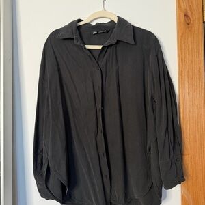 Zara Black Button-Up Blouse